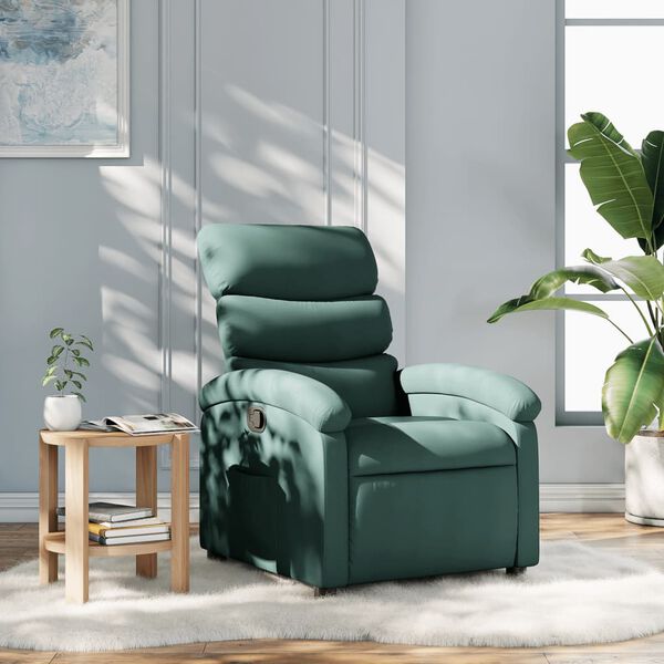 vidaXL Recliner Chair Dark Green Fabric, Metal, Plywood Medium