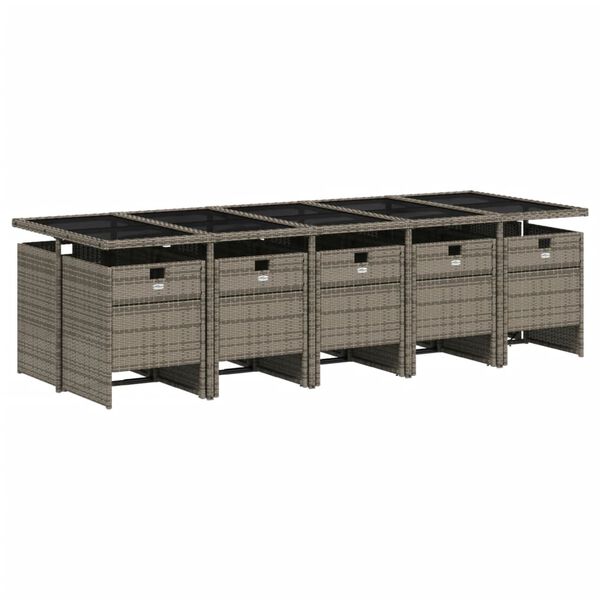 vidaXL Garden Dining Set Grey PE rattan Large Washable Covers