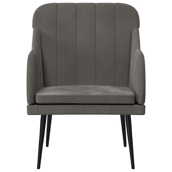 vidaXL Armchair Dark grey Velvet (100% polyester), Metal, Plywood Medium