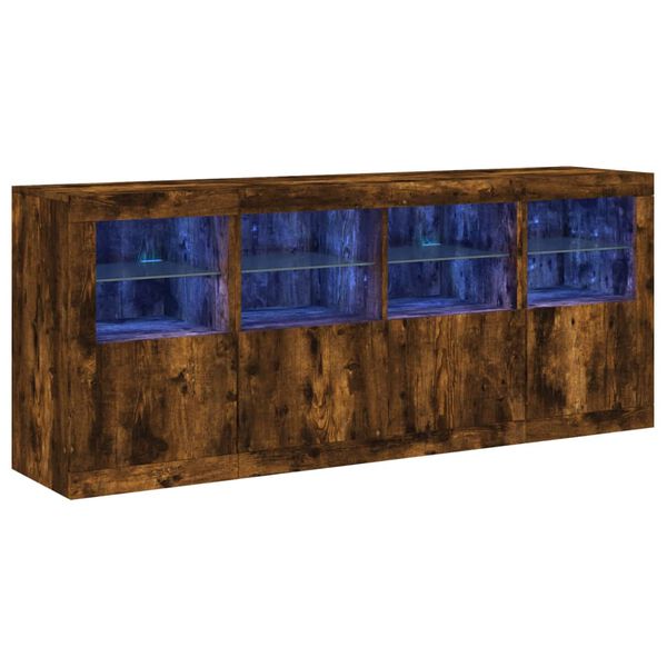 vidaXL Sideboard Smoked oak Engineered wood, glass Large Lights