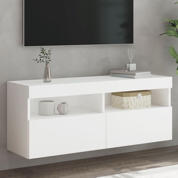 vidaXL TV Wall Cabinet White Engineered wood Medium TV Wall Cabinet