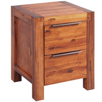 vidaXL Bedside Cabinet Solid Acacia Wood Brown 17.7"x16.8"x22.8"