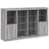 vidaXL Sideboard Set of 3 Grey Sonoma Engineered wood, Glass Large