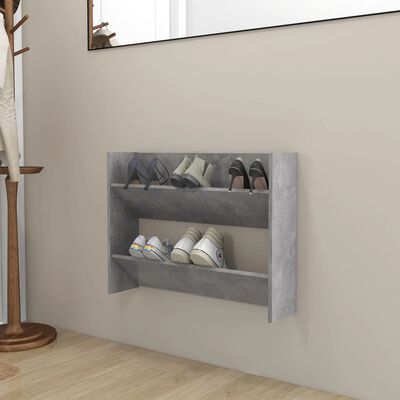vidaXL Wall Shoe Cabinet Concrete Gray 31.5"x7.1"x23.6" Engineered Wood