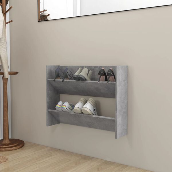 vidaXL Wall Shoe Cabinet Concrete gray Engineered wood Compact