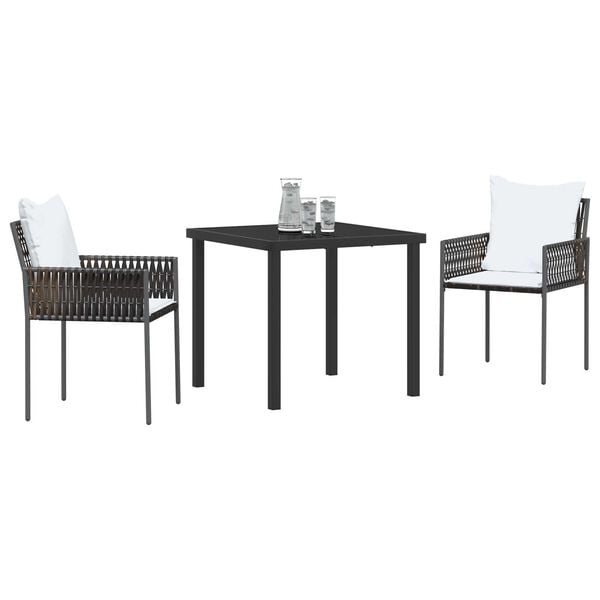vidaXL Garden Dining Set 5 pcs Black Poly rattan