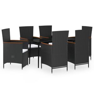 vidaXL Garden Dining Set Black and Cream White
