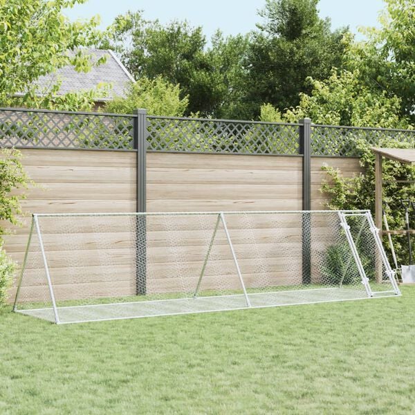 vidaXL Rabbit Hutch Silver Galvanized Steel Large Durable Rabbit Hutch