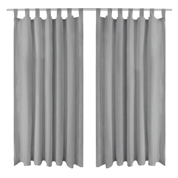 vidaXL Micro-Satin Curtains 2 pcs with Loops 55.1x88.6" Grey
