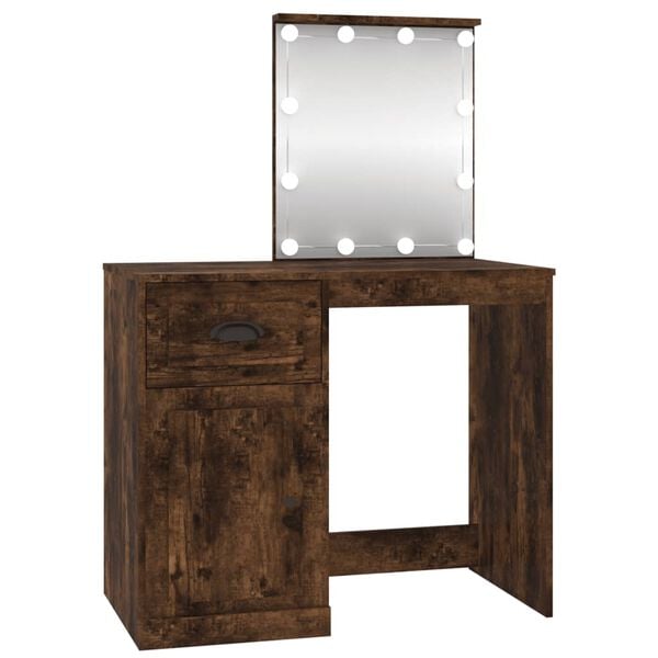 vidaXL Dressing Table Smoked Oak Engineered Wood Medium Dressing Table