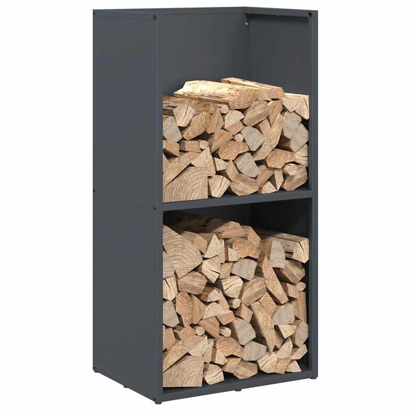 vidaXL Firewood Rack Anthracite 15.7x11.8x31.5" Cold-rolled steel