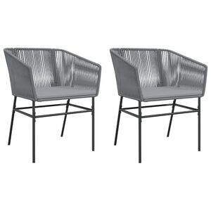 vidaXL Garden Chair Gray PE rattan, Powder-Coated Steel Medium