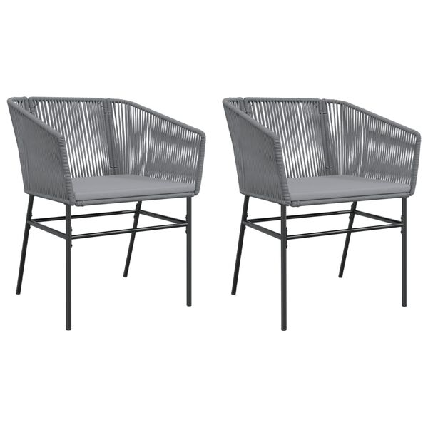 vidaXL Garden Chair Gray PE rattan, Powder-Coated Steel Medium