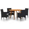 vidaXL 5 Piece Patio Dining Set Black