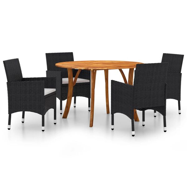 vidaXL 5 Piece Patio Dining Set Black