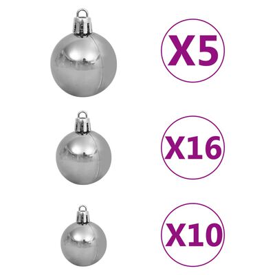 vidaXL Artificial Christmas Tree with LEDs&Ball Set White 82.7"