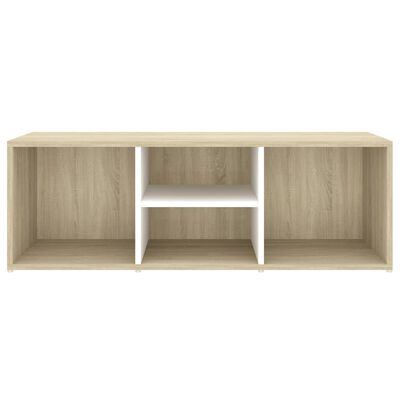 vidaXL Shoe Storage Bench White and Sonoma Oak 41.3"x13.8"x13.8" Engineered Wood