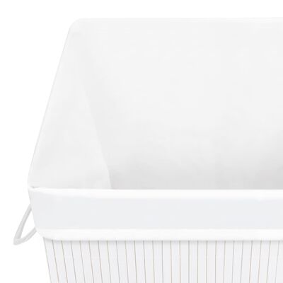 vidaXL Bamboo Laundry Basket with Single Section White