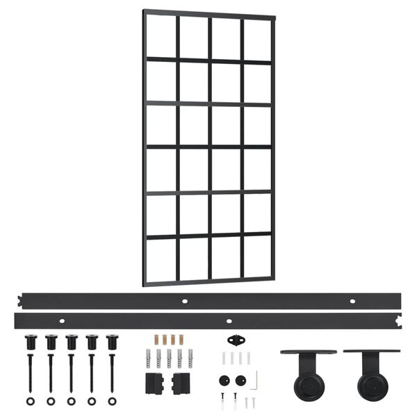 vidaXL Sliding Door with Hardware Set ESG Glass&Aluminium 40.2x80.7"(151022+145262)