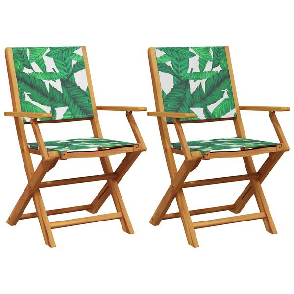 vidaXL Garden Chair Set of 2 Green Solid acacia wood, 100% polyester