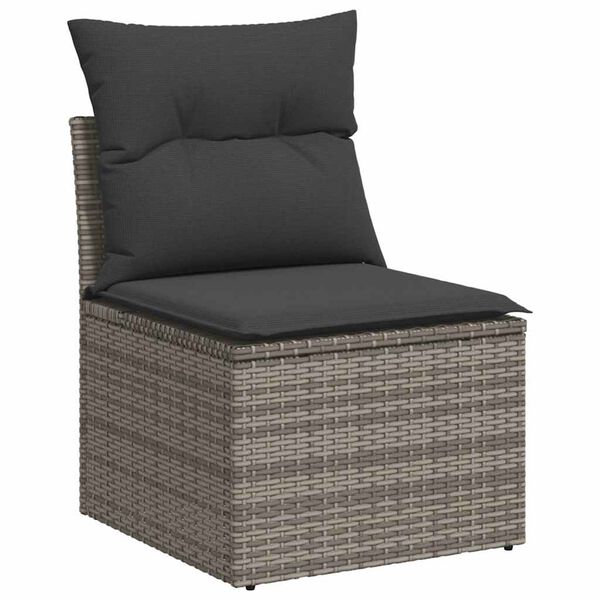 vidaXL Garden Sofa Set Grey PE rattan Large Adjustable Feet