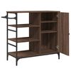 vidaXL Kitchen Trolley Brown Oak 34.4"x15.2"x33.3" Engineered Wood