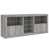 vidaXL Sideboard with LED Lights Gray Sonoma 63.8"x14.6"x26.4"