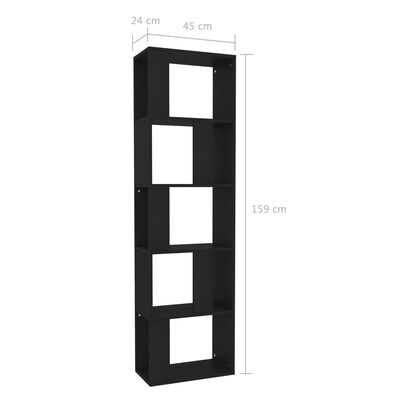 vidaXL Book Cabinet/Room Divider Black 17.7"x9.4"x62.6" Chipboard