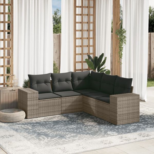 vidaXL Garden Sofa Set Grey, Dark Grey