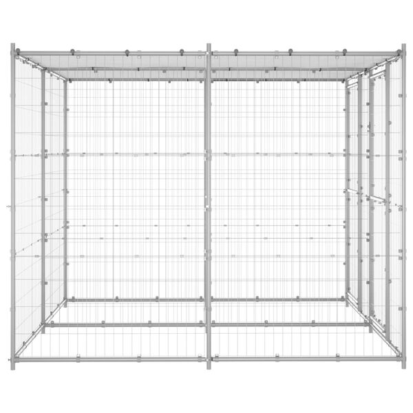 vidaXL Dog Kennel Silver Galvanized steel 52.0 sq ft Durable