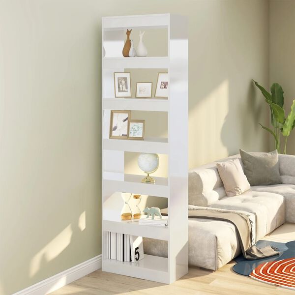 vidaXL Book Cabinet High Gloss White Engineered Wood 78.0 in tall
