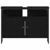 vidaXL Bathroom Vanity Units with Shelf 3 pcs Black Engineered wood