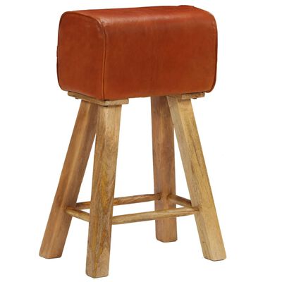 vidaXL Bar Chairs 2 pcs Real Leather and Solid Mango Wood