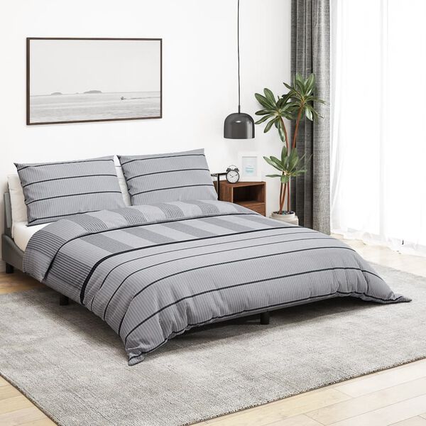 vidaXL Duvet Cover Set Set of 2 Grey 100% Cotton King Duvet Cover Set