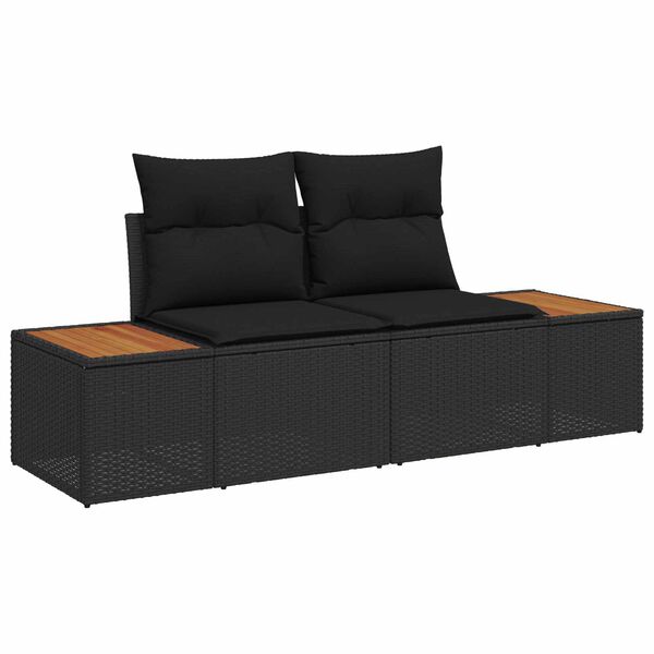 vidaXL Garden Sofa Set with Storage 9 pcs Black Poly rattan