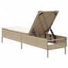 vidaXL Sun Lounger Beige PE rattan, powder-coated steel, polyester, foam