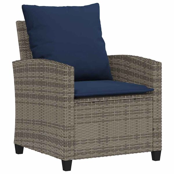vidaXL Garden Sofa Set Grey, Navy blue PE rattan and powder-coated steel