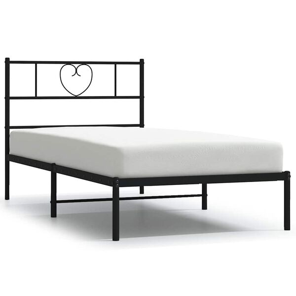 vidaXL Bed Frame Black Powder-Coated Steel Single Bed Frame
