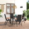 vidaXL Dining Set Black and brown PE Rattan, WPC, Aluminum 5-piece set