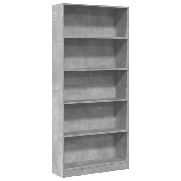 vidaXL Bookcase Concrete Grey Engineered Wood Tall Bookcase