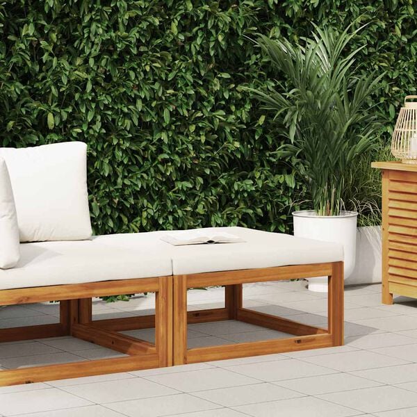 vidaXL Footstool Cream white Solid Acacia wood 26.8 x 26.8 in Durable