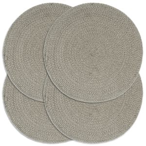 vidaXL Placemat Set of 4 Plain Grey 100% Cotton 15 in diameter