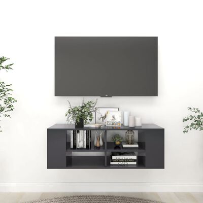 vidaXL Wall-Mounted TV Stand Gray 40.2"x13.8"x13.8" Engineered Wood