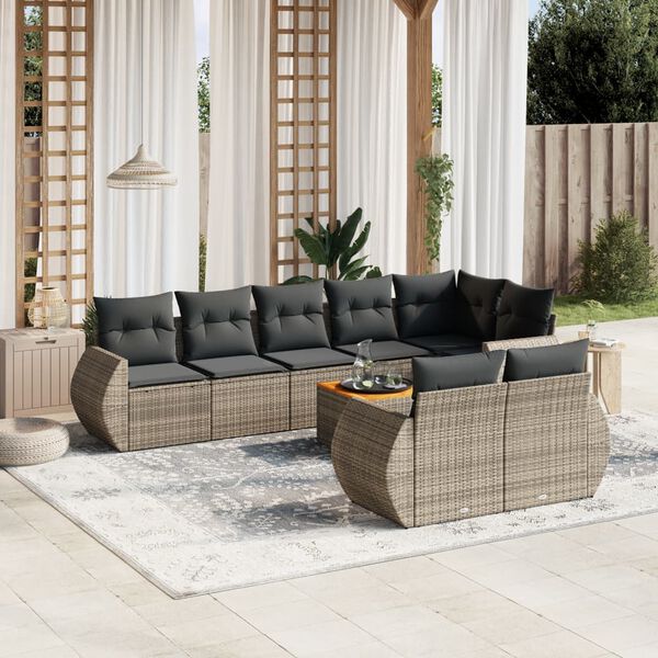 vidaXL Garden Sofa Set Grey PE Rattan Modular Modular