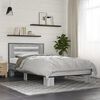 vidaXL Bed Frame Grey Sonoma Engineered Wood, Metal Single Durable