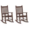 vidaXL Rocking Chair Set of 2 Brown Poplar Wood Kids Durable