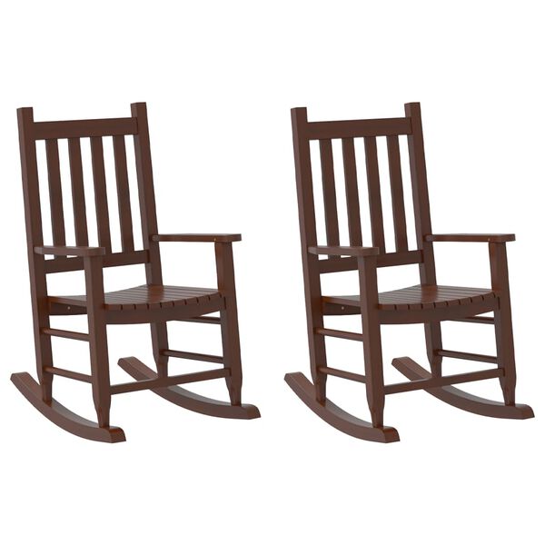 vidaXL Rocking Chair Set of 2 Brown Poplar Wood Kids Durable