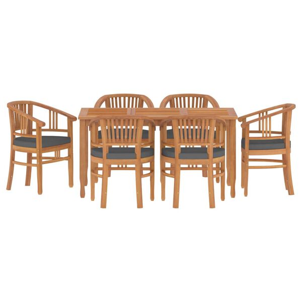 vidaXL Patio Dining Set Set of 6 Teak brown and dark grey
