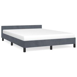 vidaXL Bed Frame With Headboard Dark grey Velvet, plywood, engineered wood