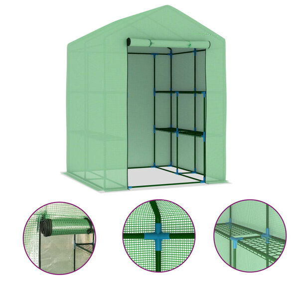 vidaXL Greenhouse Green Polyethylene mesh fabric Large Shelving